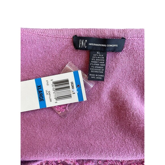 INC International Concepts Pink Sweater Beaded V Neck Silk Blend Womens SZ XL - Picture 8 of 9
